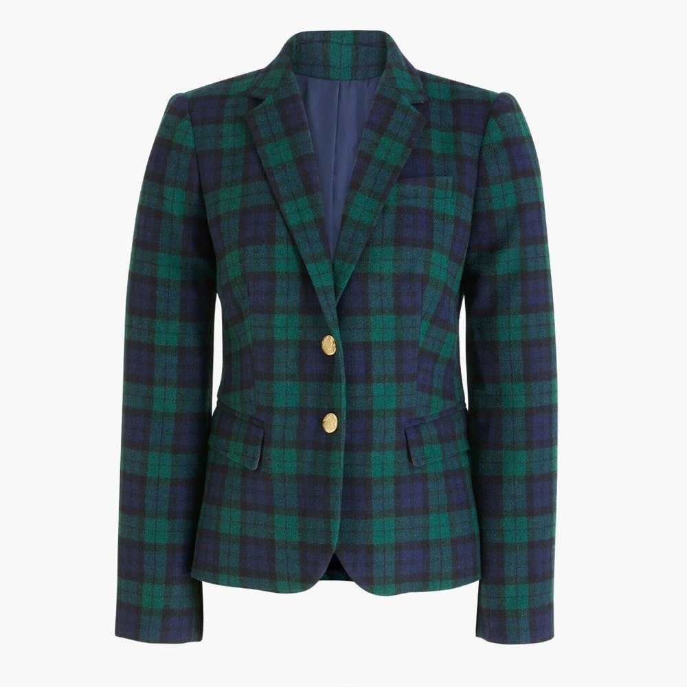 j.Crew patterned school boy blazer wool checkered plaid academia sz 6